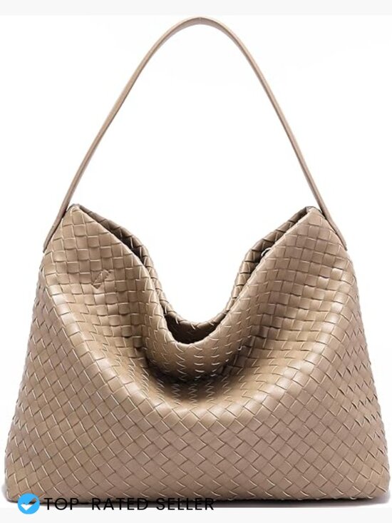 Handbags - Handwoven Vegan Leather Tote Bag with Adjustable Strap Fits iPad